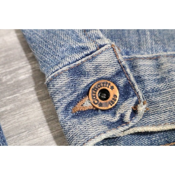 Vintage Carhartt Trucker Jacket Blue Jean Denim Work Coat Men's 2XL Model J186 - Picture 5 of 8